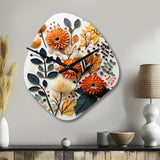 Colorful Mid Century Midcentury Botanicals II - Asymmetric Metal Wall Clock