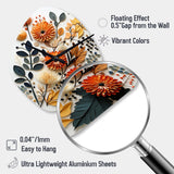 Colorful Mid Century Midcentury Botanicals II - Asymmetric Metal Wall Clock