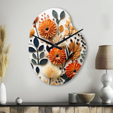 Colorful Mid Century Midcentury Botanicals II - Asymmetric Metal Wall Clock