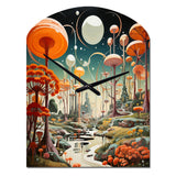 Colorful Mid Century Midcentury Mushroom Dreams I - Asymmetric Metal Wall Clock