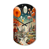Colorful Mid Century Midcentury Mushroom Dreams I - Asymmetric Metal Wall Clock