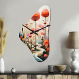 Colorful Mid Century Midcentury Mushroom Dreams II - Asymmetric Metal Wall Clock
