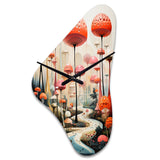 Colorful Mid Century Midcentury Mushroom Dreams II - Asymmetric Metal Wall Clock