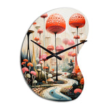 Colorful Mid Century Midcentury Mushroom Dreams II - Asymmetric Metal Wall Clock