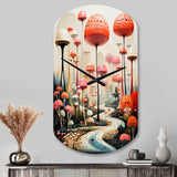 Colorful Mid Century Midcentury Mushroom Dreams II - Asymmetric Metal Wall Clock