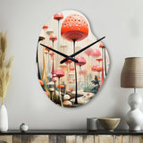 Colorful Mid Century Midcentury Mushroom Dreams II - Asymmetric Metal Wall Clock
