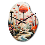 Colorful Mid Century Midcentury Mushroom Dreams II - Asymmetric Metal Wall Clock