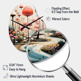 Colorful Mid Century Midcentury Mushroom Dreams II - Asymmetric Metal Wall Clock