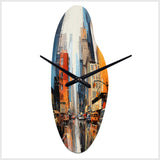 Blue Grey Mid Century Midcentury Metropolis II - Asymmetric Metal Wall Clock
