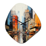Blue Grey Mid Century Midcentury Metropolis II - Asymmetric Metal Wall Clock