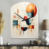 Colorful Mid Century Geometry Patchwork IV - Asymmetric Metal Wall Clock