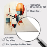 Colorful Mid Century Geometry Patchwork IV - Asymmetric Metal Wall Clock