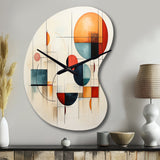 Colorful Mid Century Geometry Patchwork IV - Asymmetric Metal Wall Clock