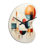 Colorful Mid Century Geometry Patchwork IV - Asymmetric Metal Wall Clock