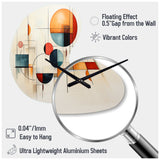 Colorful Mid Century Geometry Patchwork IV - Asymmetric Metal Wall Clock