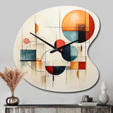 Colorful Mid Century Geometry Patchwork IV - Asymmetric Metal Wall Clock
