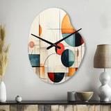 Colorful Mid Century Geometry Patchwork IV - Asymmetric Metal Wall Clock