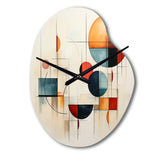 Colorful Mid Century Geometry Patchwork IV - Asymmetric Metal Wall Clock