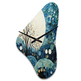 Teal White Mid Century Minimalist Rain II - Asymmetric Metal Wall Clock