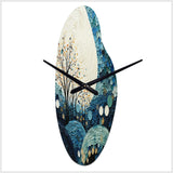 Teal White Mid Century Minimalist Rain II - Asymmetric Metal Wall Clock