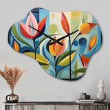 Green Mid Century Mod Nature II - Asymmetric Metal Wall Clock