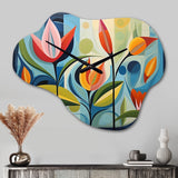 Green Mid Century Mod Nature II - Asymmetric Metal Wall Clock