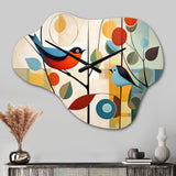 Green Mid Century Mod Nature III - Asymmetric Metal Wall Clock