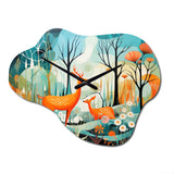 Teal Mid Century Mod Nature - Asymmetric Metal Wall Clock
