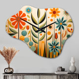 Red Mid Century Mod Nature - Asymmetric Metal Wall Clock