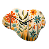 Red Mid Century Mod Nature - Asymmetric Metal Wall Clock
