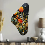 Orange Mid Century Natures Harmony II - Asymmetric Metal Wall Clock