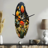 Orange Mid Century Natures Harmony II - Asymmetric Metal Wall Clock