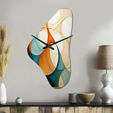Orange Mid Century Organic Harmony I - Asymmetric Metal Wall Clock