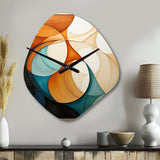 Orange Mid Century Organic Harmony I - Asymmetric Metal Wall Clock