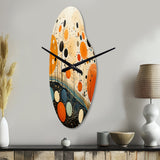 Orange Mid Century Organic Harmony III - Asymmetric Metal Wall Clock