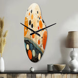 Orange Mid Century Organic Harmony III - Asymmetric Metal Wall Clock