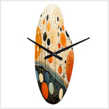 Orange Mid Century Organic Harmony III - Asymmetric Metal Wall Clock