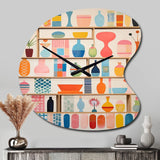 Pink Mid Century Playful Patterns IV - Asymmetric Metal Wall Clock
