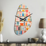 Pink Mid Century Playful Patterns IV - Asymmetric Metal Wall Clock