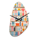 Pink Mid Century Playful Patterns IV - Asymmetric Metal Wall Clock
