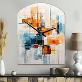 Colorful Mid Century Retro Reflections III - Asymmetric Metal Wall Clock