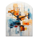 Colorful Mid Century Retro Reflections III - Asymmetric Metal Wall Clock
