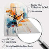 Colorful Mid Century Retro Reflections III - Asymmetric Metal Wall Clock
