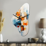 Colorful Mid Century Retro Reflections III - Asymmetric Metal Wall Clock