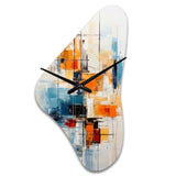 Colorful Mid Century Retro Reflections III - Asymmetric Metal Wall Clock