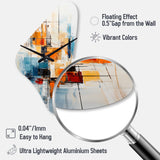 Colorful Mid Century Retro Reflections III - Asymmetric Metal Wall Clock