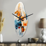 Colorful Mid Century Retro Reflections III - Asymmetric Metal Wall Clock