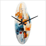 Colorful Mid Century Retro Reflections III - Asymmetric Metal Wall Clock