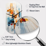 Colorful Mid Century Retro Reflections III - Asymmetric Metal Wall Clock