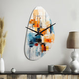 Colorful Mid Century Retro Reflections III - Asymmetric Metal Wall Clock